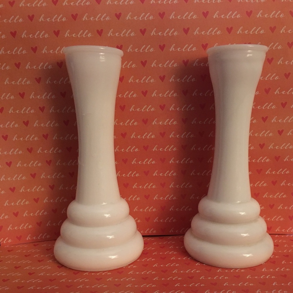 Set of 2 Randell Milk Glass Vases